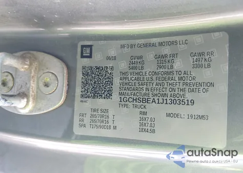 2018 Chevrolet Colorado Wt из США, поврежденный, VIN 1GCHSBEA1J1303519